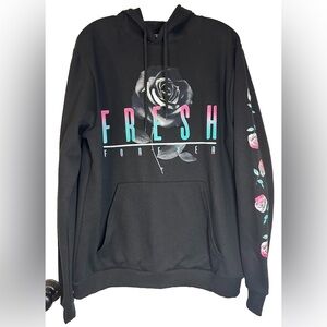 Fresh Laundry‎ Black Forever Fresh Floral Feminine Graphic Hoodie Size Large